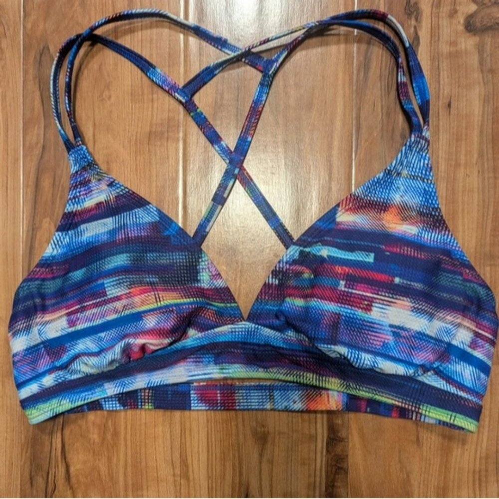 Athleta Bikini Top Blue Graphic Size Medium
